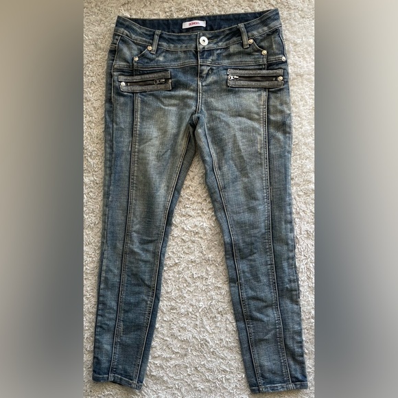 Y2K BONGO EMBELLISHED ZIP POCKET JEANS SZ 7 - Picture 6 of 9